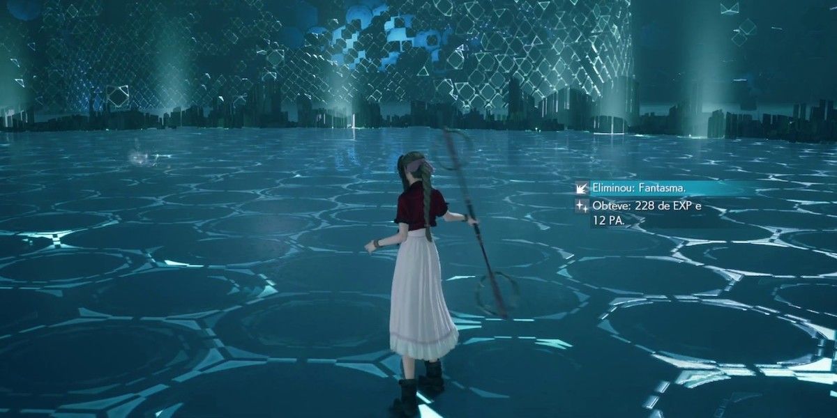 Final Fantasy VII Remake Aerith in shinra combat simulator