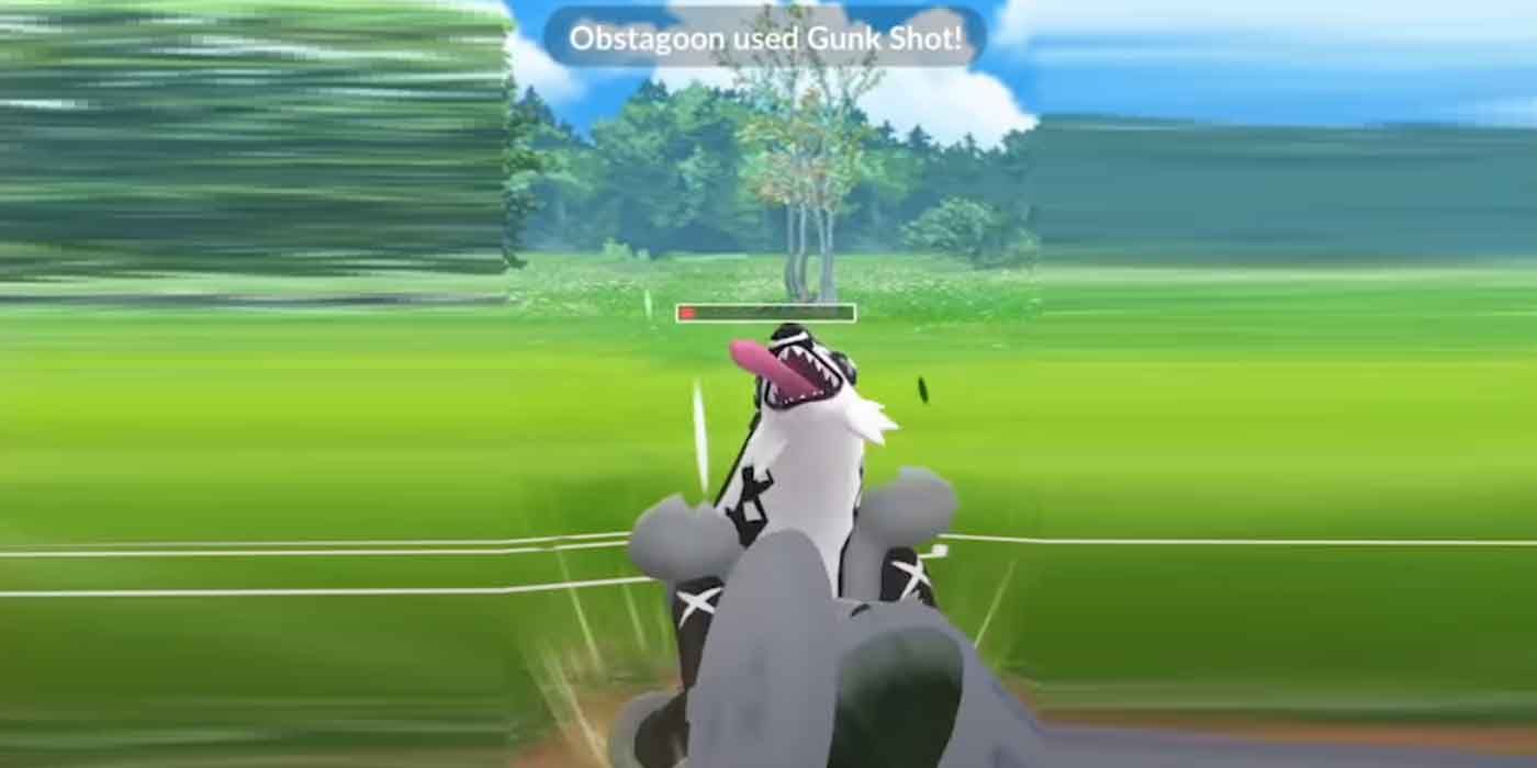 Obstagoon using Gunk Shot in Pokemon GO