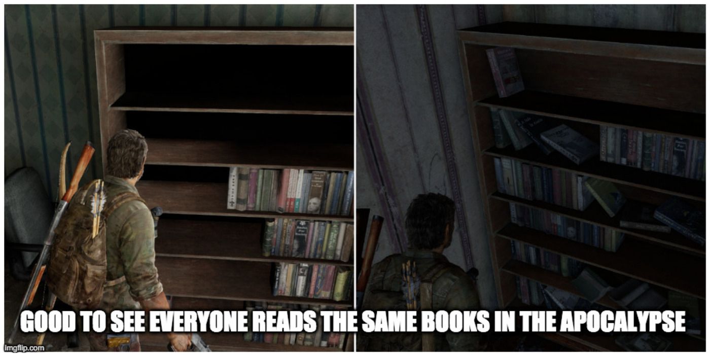 last of us meme similar book shelves