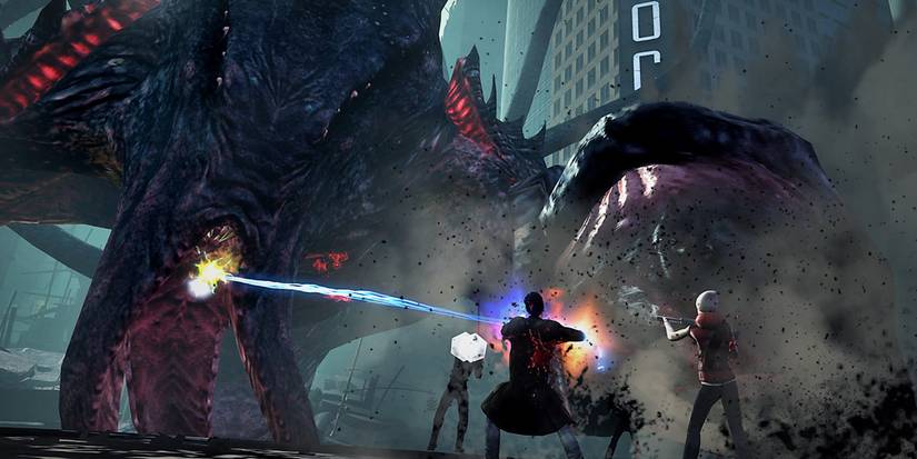 Secret World Legends screenshot with monster and modern building