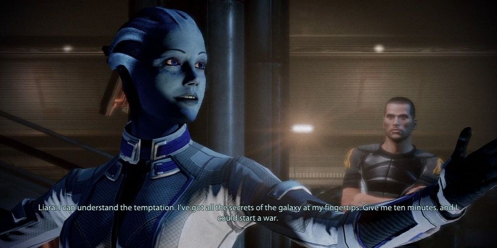 Liara as the Shadow Broker in Mass Effect 2