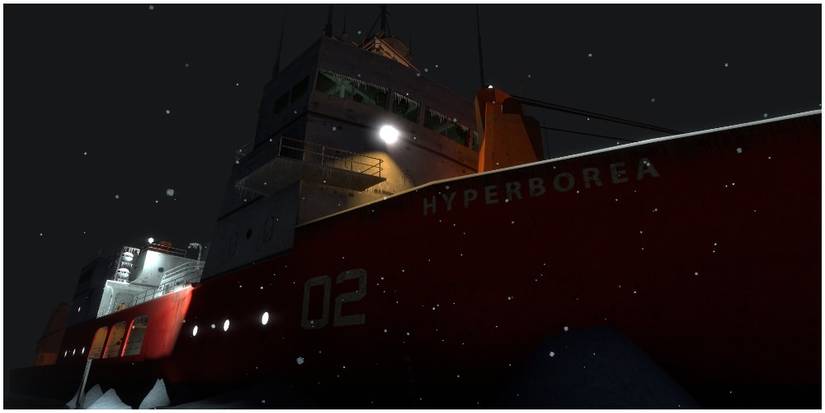 A player looking at the Borealis in Half-Life 2