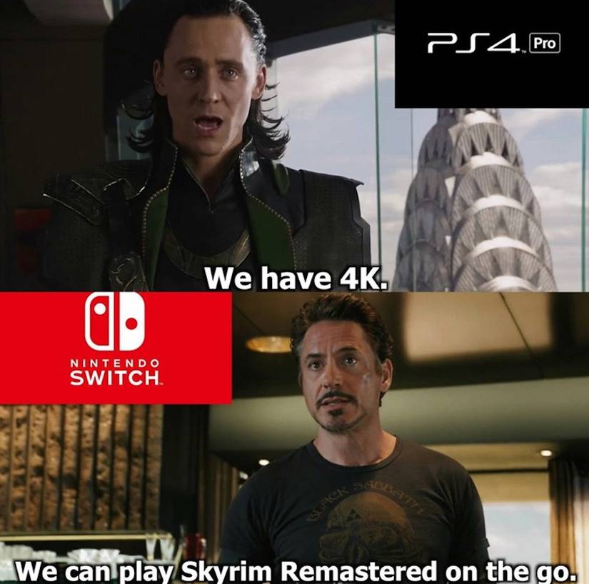 PS4 Vs. Switch Avengers meme
