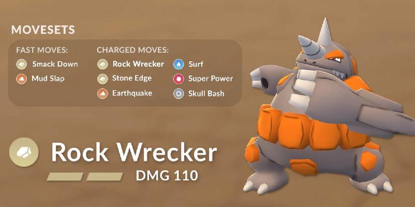 Rock Wrecker stat card Pokemon Go