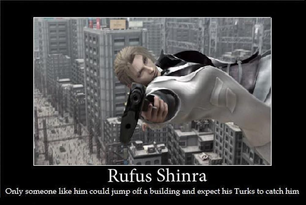 Rufus shinra jumping off a building meme