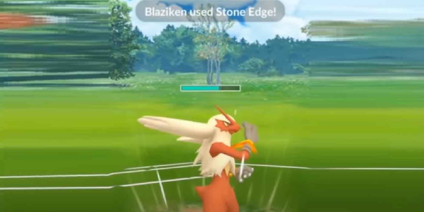 Blaziken using Stone Edge in Pokemon GO