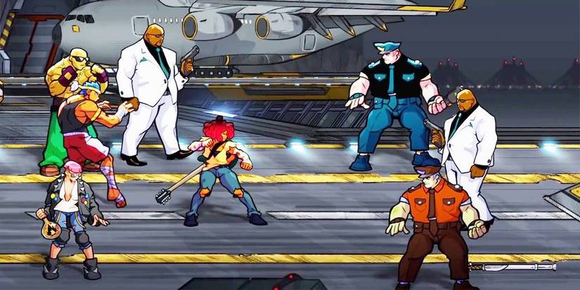 Streets of Rage 4 cherry surrounded by enemies