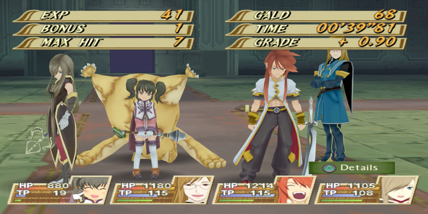 Tales Of The Abyss character's celebrating victory after combat