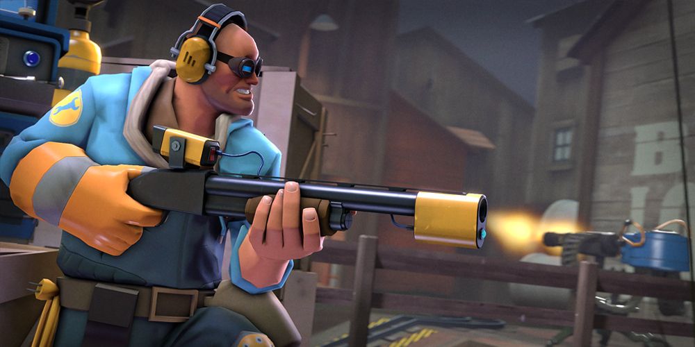 Team-Fortress-2-Blue-Engineer-With-Level-2-Sentry