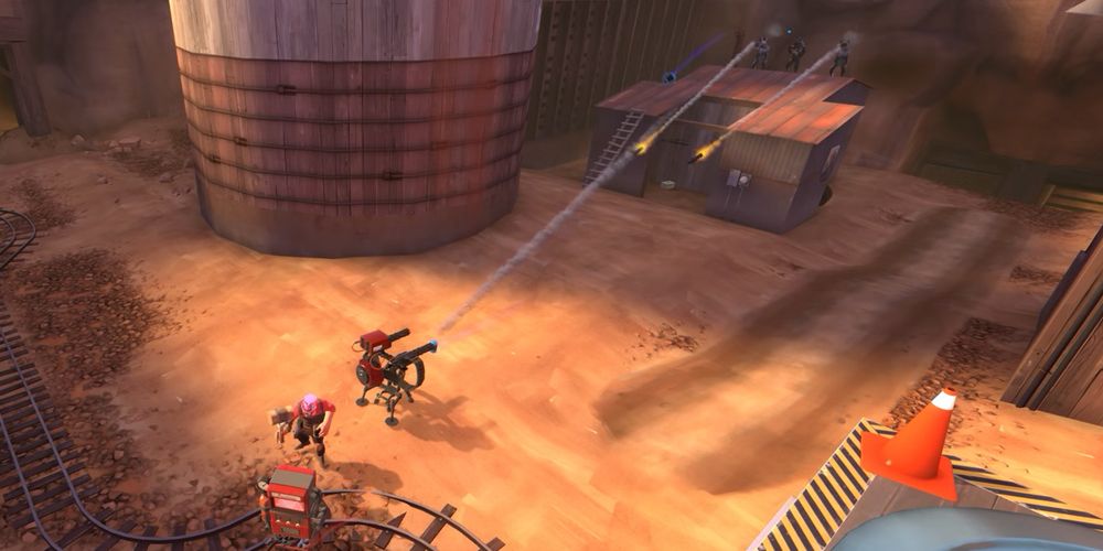 Team-Fortress-2-Blue-Team-Shooting-At-Red-Sentry