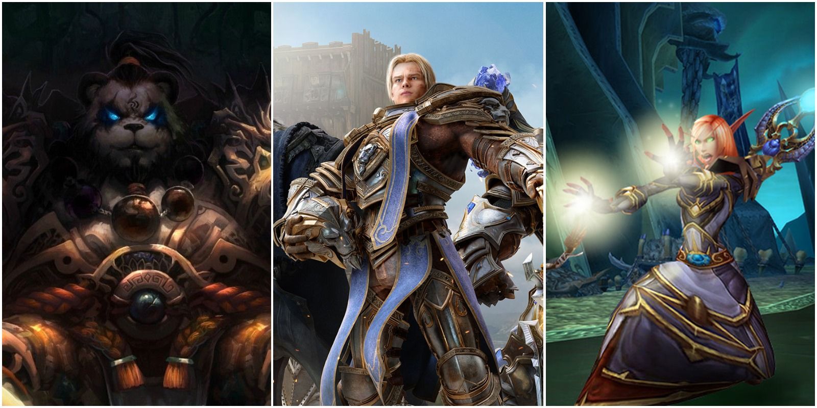 Разделенное изображение трех персонажей World of Warcraft