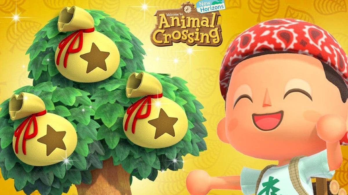 animal crossing new horizons money tree gold background