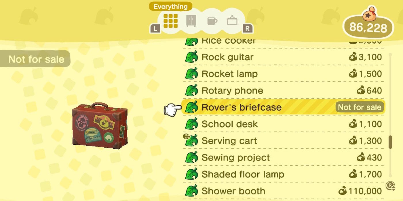what to do with rovers briefcase animal crossing new horizons