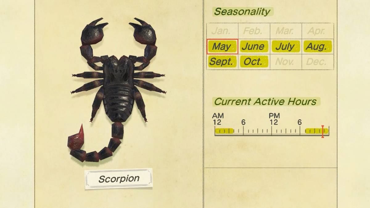 animal crossing new horizons scorpion island