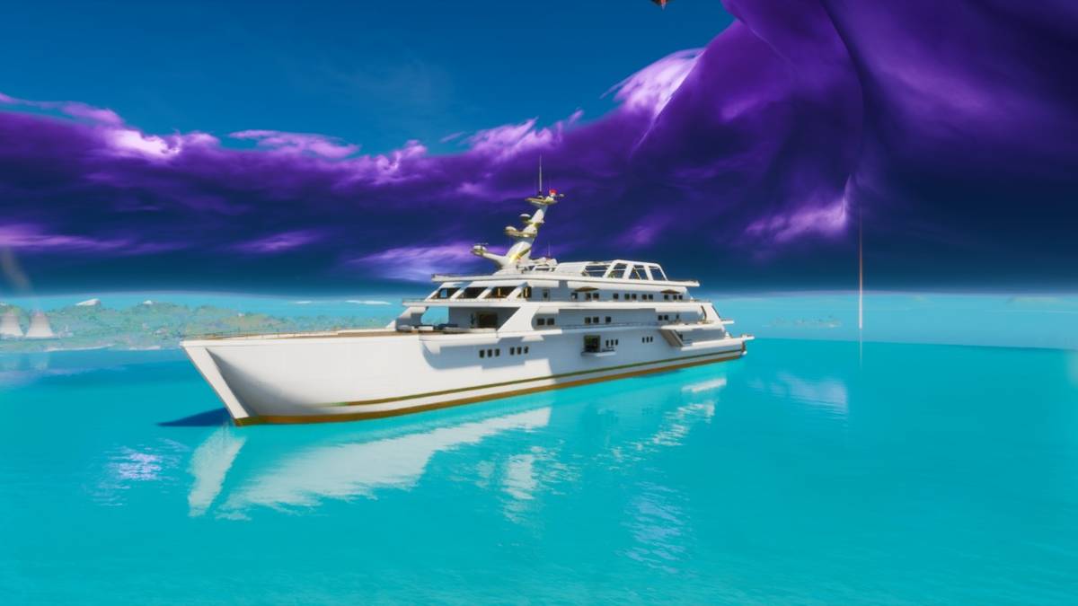 fortnite yacht on the water inside the circle