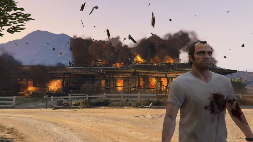 gta 5 trevor sets a house on fire during mission