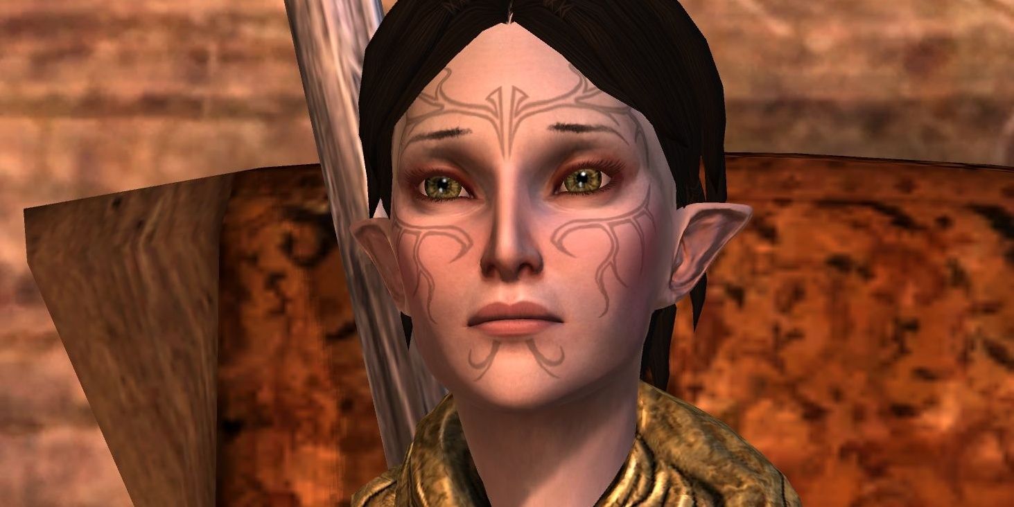Merril from dragon age face close up