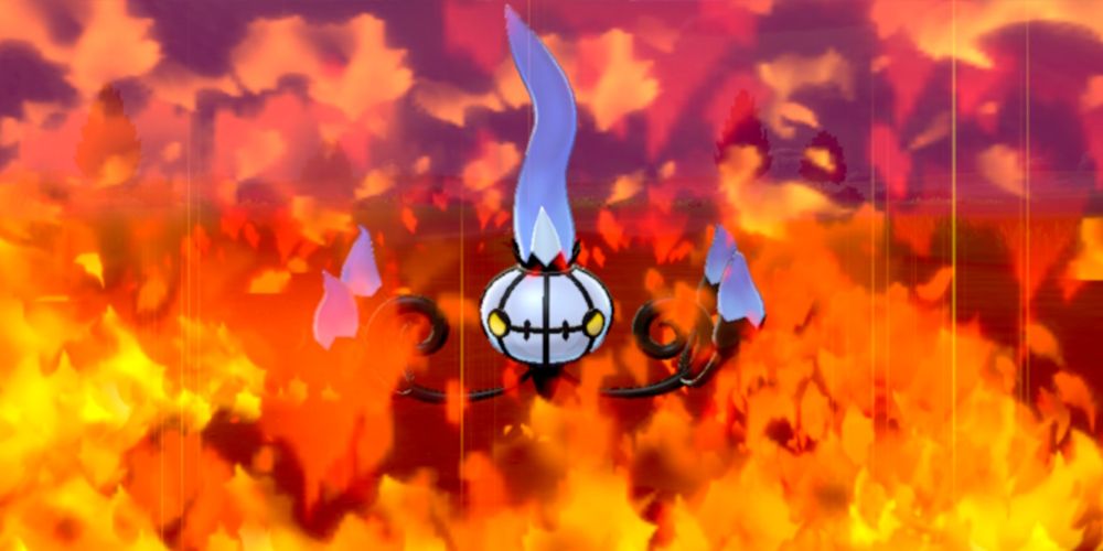 ghost and fire pokemon chandelure using a powerful fire attack