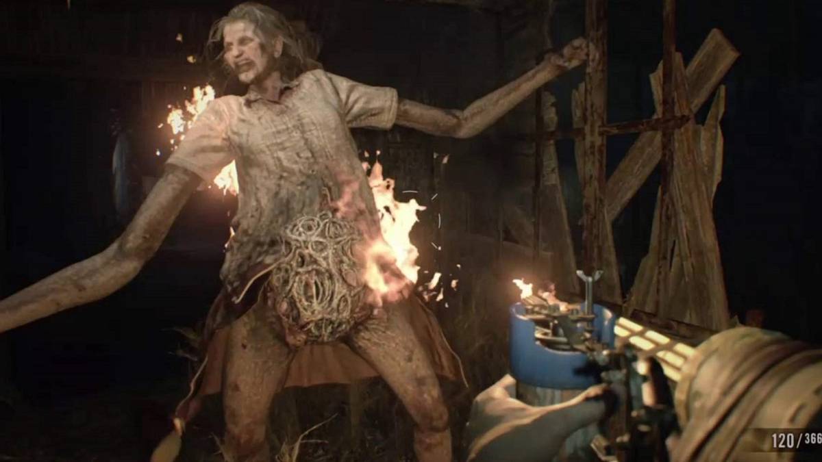 Marguerite Bake being set on fire