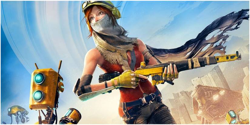 Woman with a gun looking off to the side