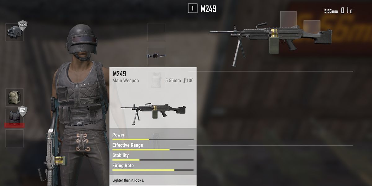 M249 in menu in PUBG Lite