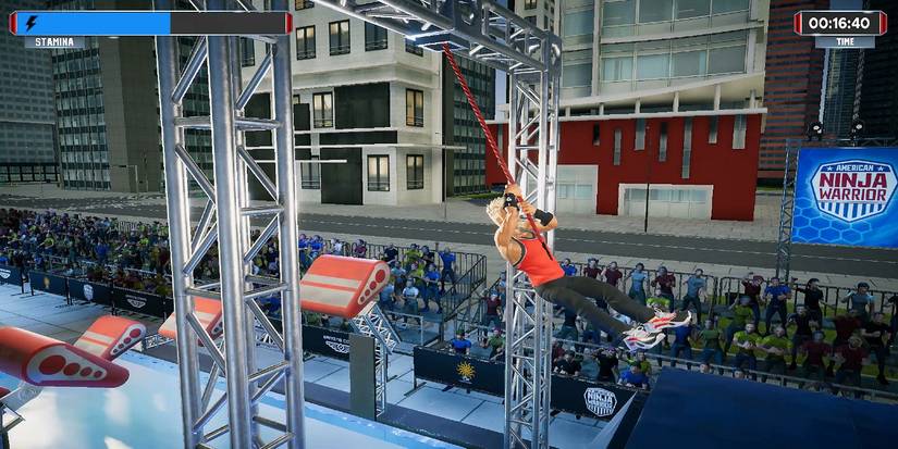 American Ninja Warrior Game swinging gameplay