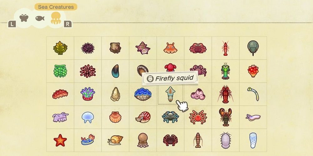 Коллекция морских существ Animal Crossing New Horizons