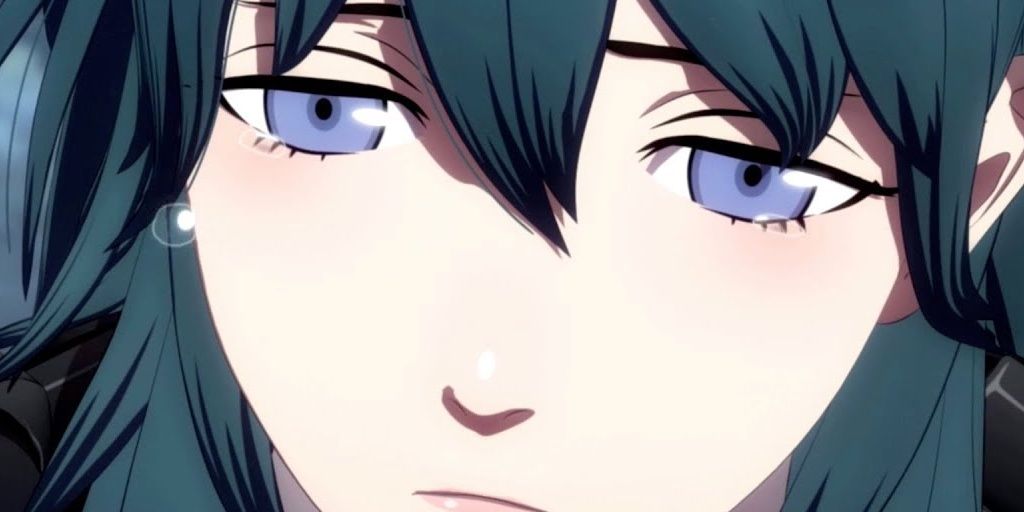 Close up of crying Byleth in Fire Emblem: Three Houses