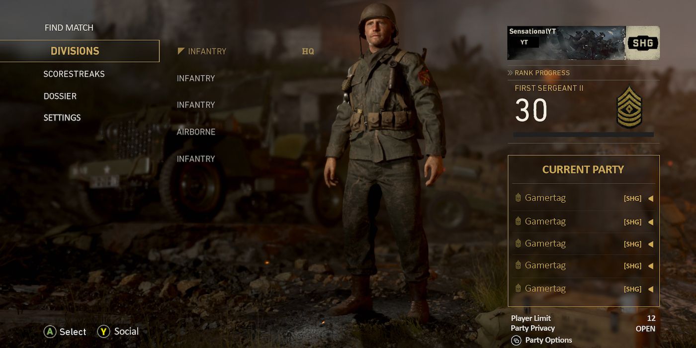 Call of duty WWII divisions menu