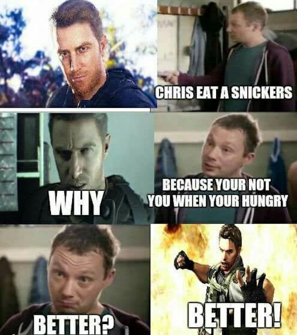 Chew it over with a snickers chris meme