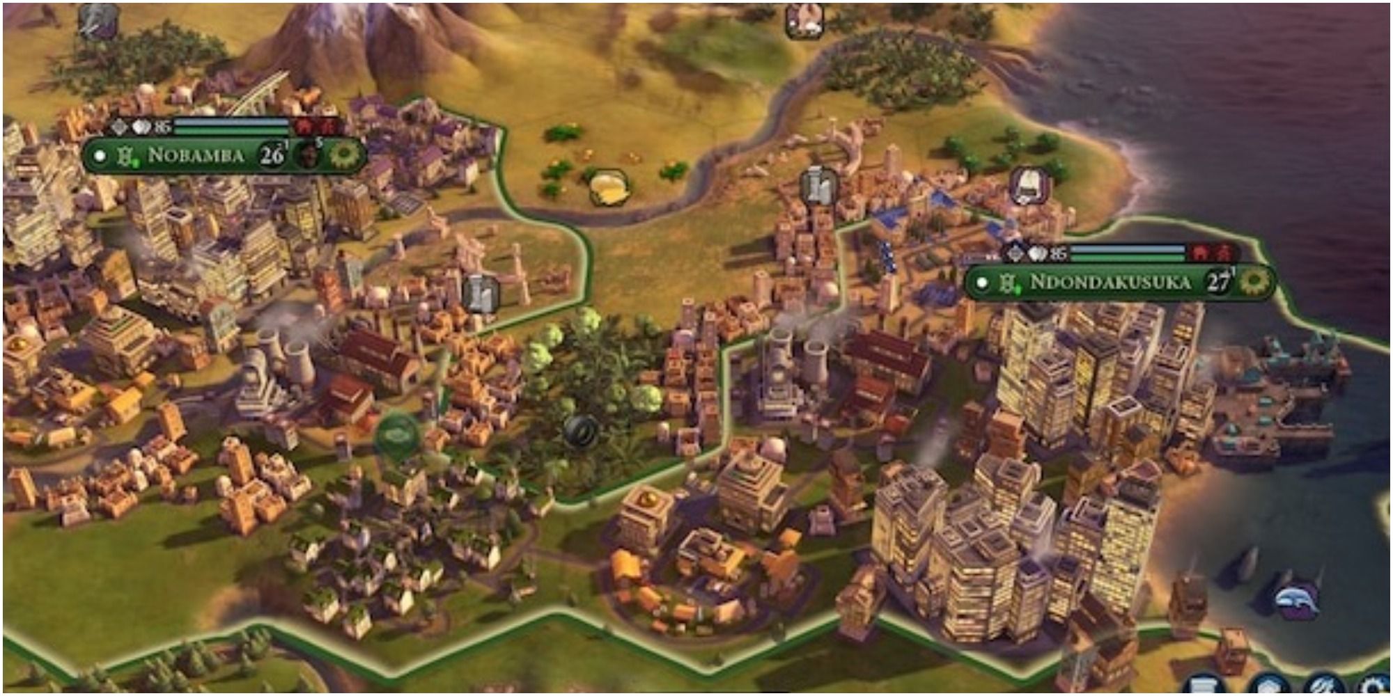 Civilization 6: два города после вступления в современную эпоху