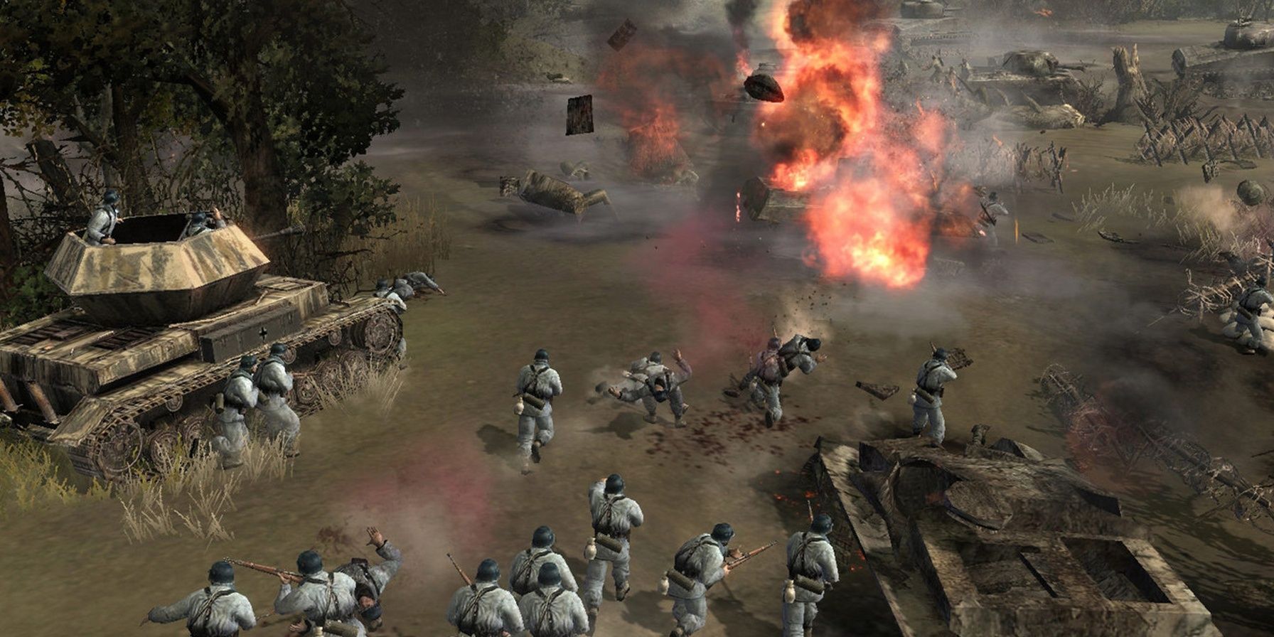 Company of Heroes Cropped battle scene with tank
