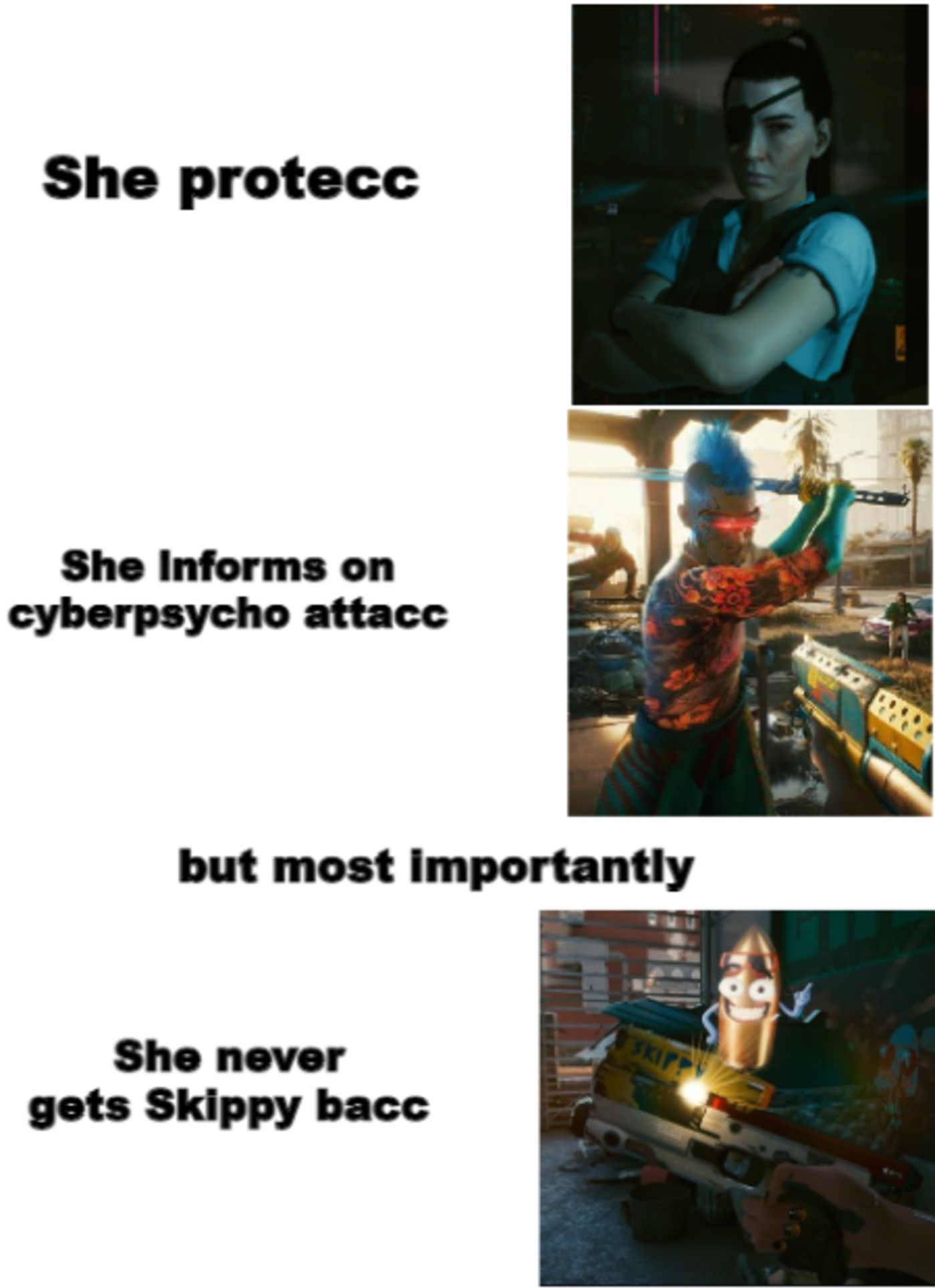 Cyberpunk 2077 regina's gun meme