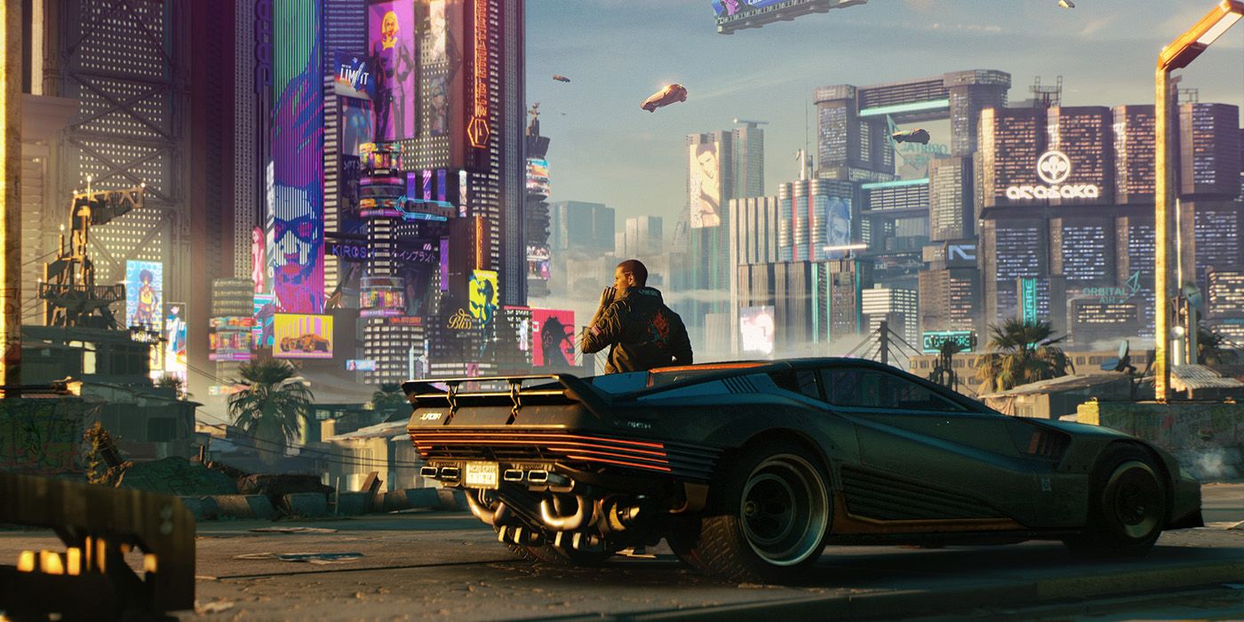 Cyberpunk 2077 V standing by his car