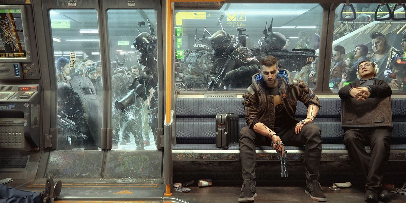 Cyberpunk 2077 V inside the subway
