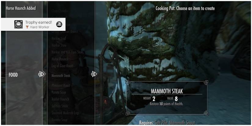 The player cooking some food