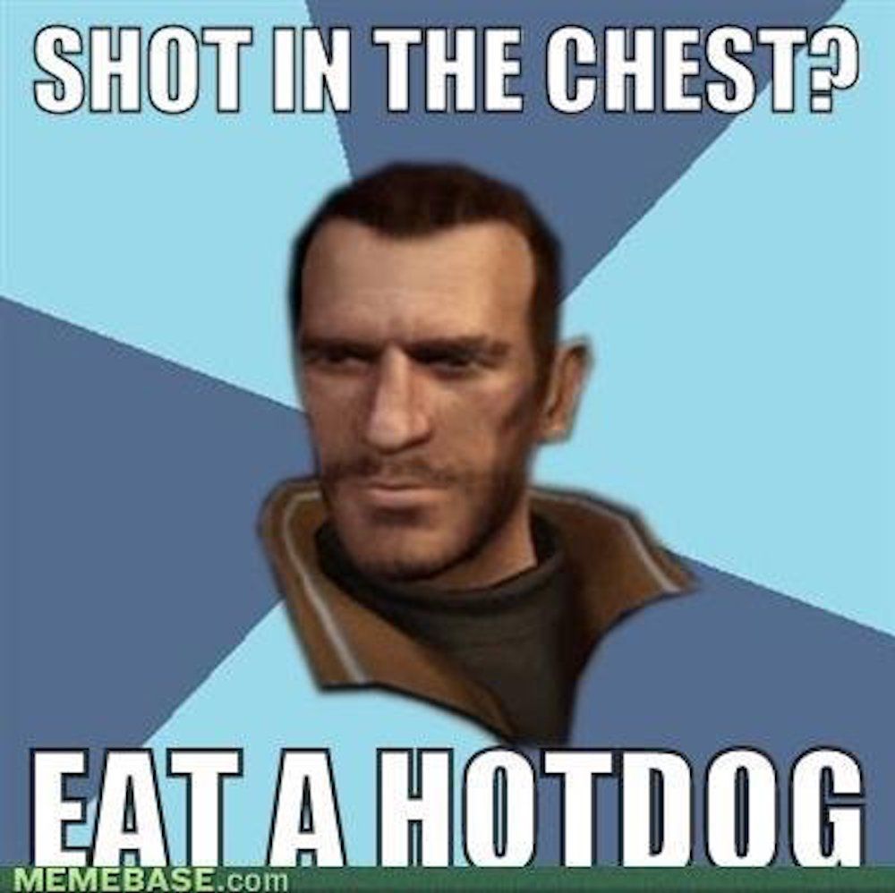 Eating hotdog meme