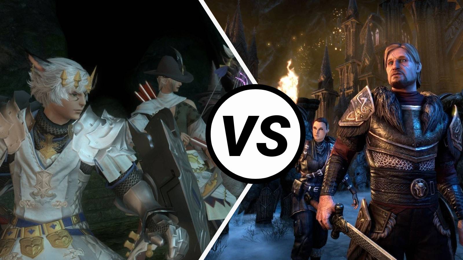 Final Fantasy 14 vs ESO collage