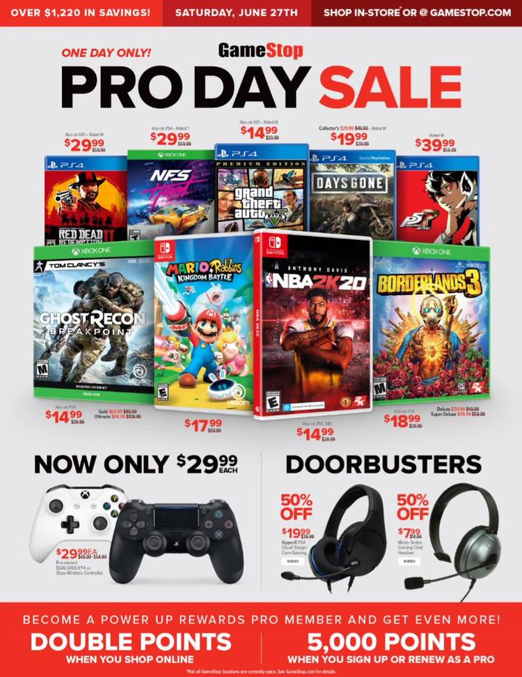 Gamestop Pro Day deals 2020