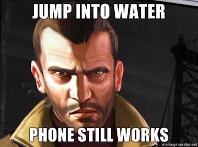 Jump into water meme