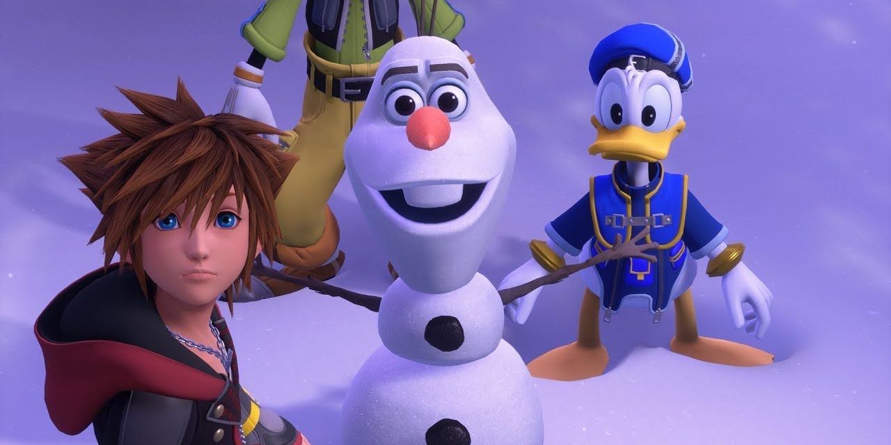 Sora, Goofy, Donald, and Olaf