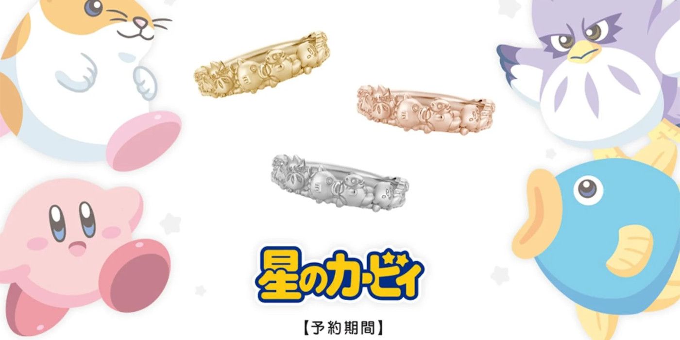 Three different Kirby and Friends rings in silver rose gold and gold