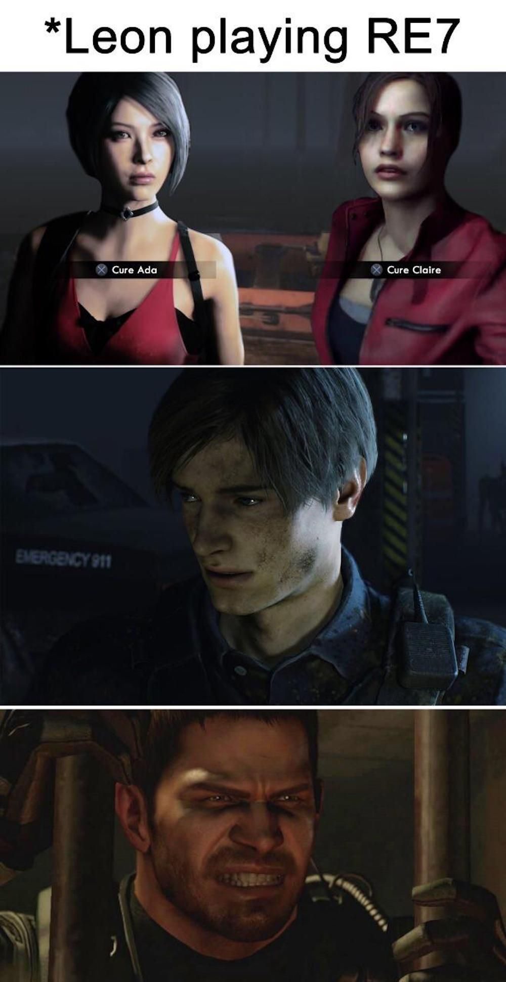 Leon playing Resident Evil 7 Meme