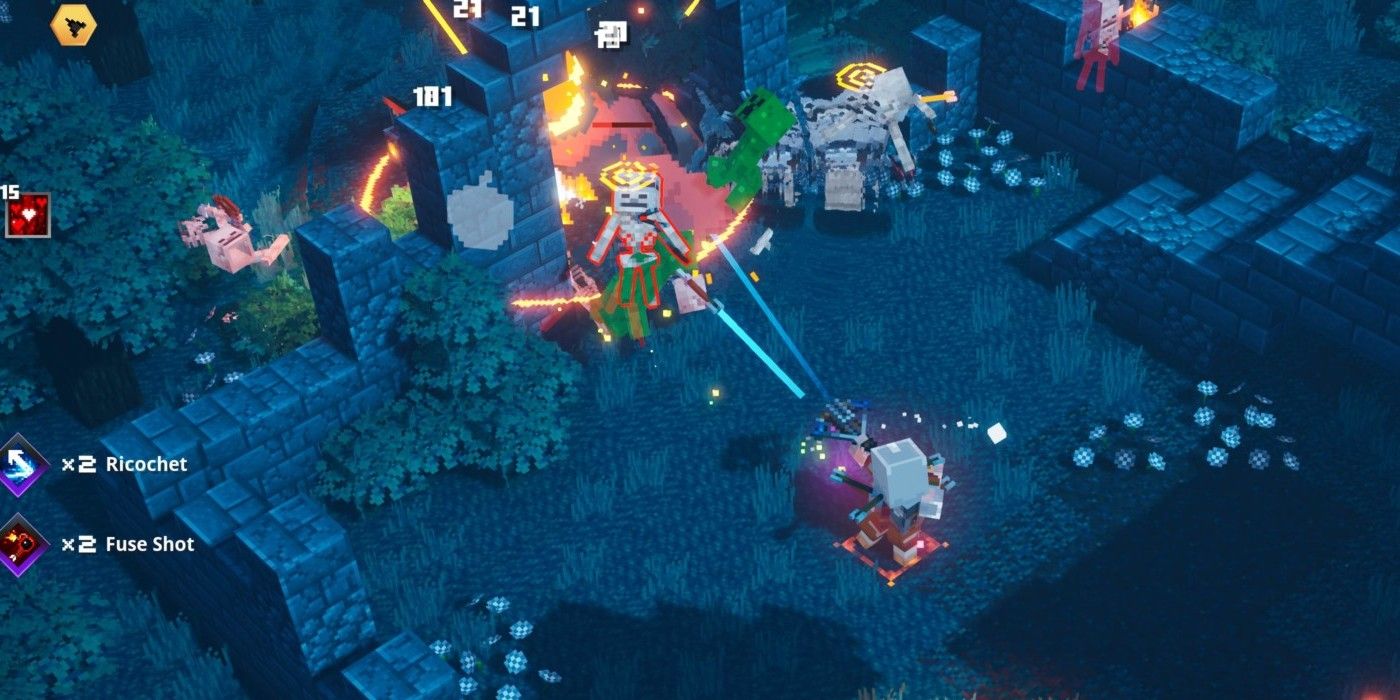 Minecraft Dungeons Arrows firing at enemies