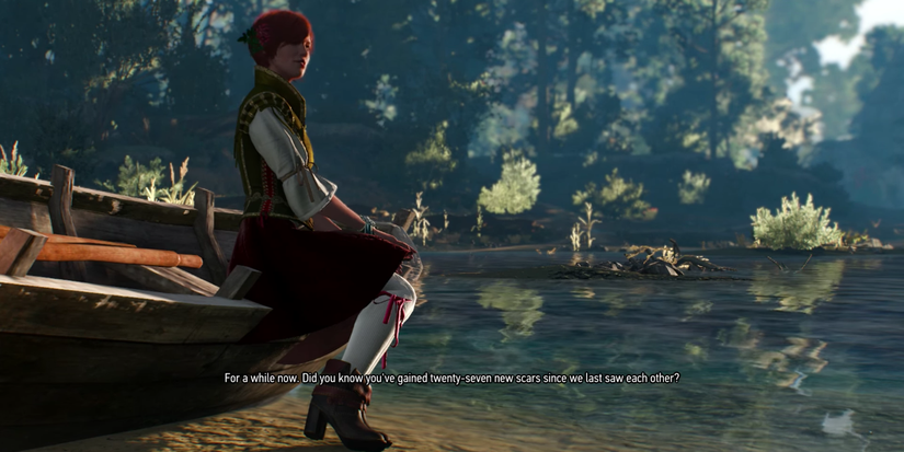 Shani by a lake in the Witcher 3 - Hearts of Stone Expansion
