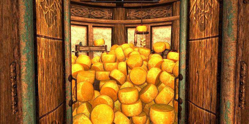 Skyrim Cheese Wheels Filling Up A Room