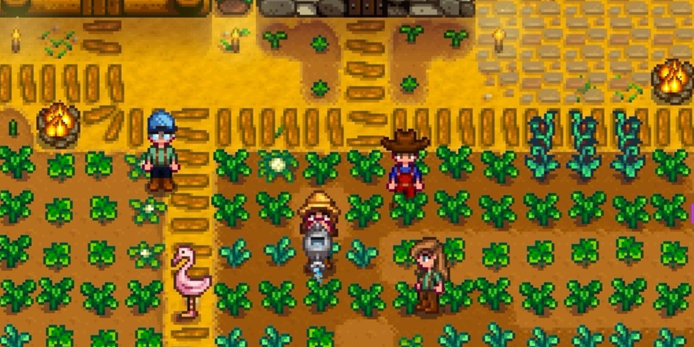 Stardew Valley co-op mode with four players