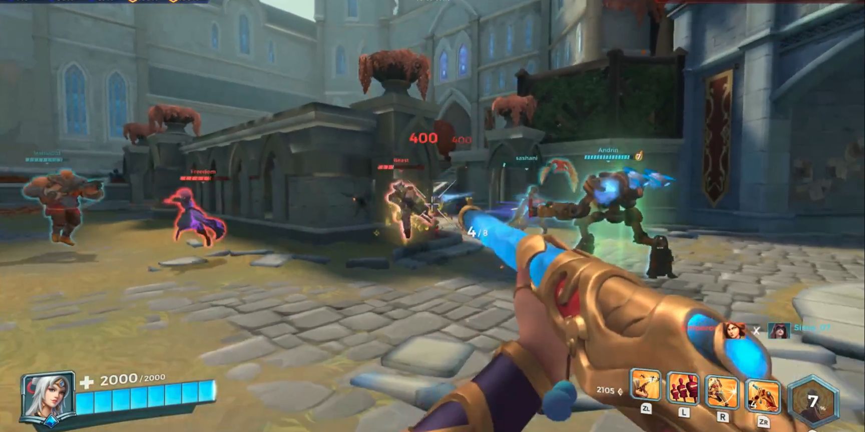 Switch Paladins Group Attack firing with futuristic laser