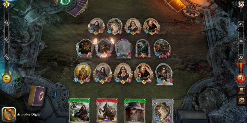 Lord of the Rings cards on table