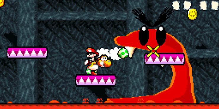 Yoshi's Island Platforms firing at lava monster